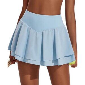 Womens Pleated Tennis Skirt Ruffle Golf Skort Tummy Control 3 Pocket